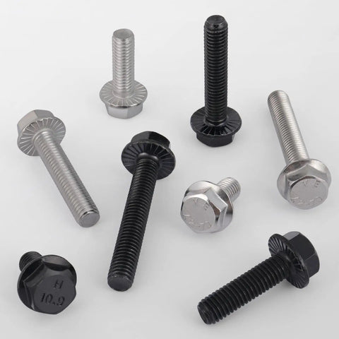 Selection of M8 1.25 X 30mm Flanged Hex Head Bolts Black Zinc Plated Grade 10.9 Alloy Steel Screws assorted by color and finish