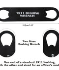 1911 Barrel Bushing Wrench Black Anodized Aluminum Handle with Black Oxide Finish showing two sizes.