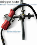 Welding gun holder with manual adjustment bracket for Top Shelf Rotary Welding Positioner With 90 Degree Tilt Table.