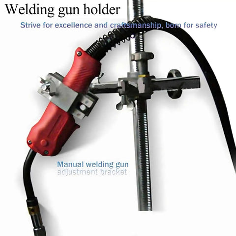 Welding gun holder with manual adjustment bracket for Top Shelf Rotary Welding Positioner With 90 Degree Tilt Table.