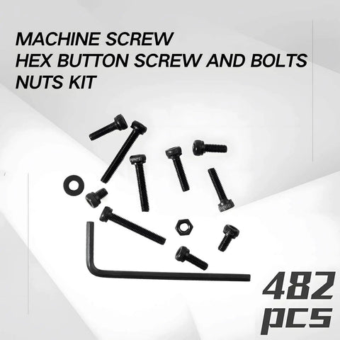 Dope Pro Grade M3 Black Hex Socket Screws Kit 480Pcs With Nuts Washers And Wrench Key, Alloy Steel 12.9 Grade, visible components.