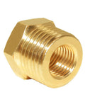 Brass hex reducer 1/2 to 1/4 NPT adapter for hosing.
