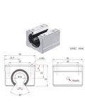 One Pc SBR16UU Linear Motion Ball Bearing Slide Block Bushing For 16mm Linear Shaft Guide Rail CNC And 3D Printer, dimensions included.