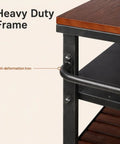 Close-up of heavy duty frame and sturdy handle of Smooth Rolling Three Tier Bar Cart With Sturdy Handle And Mobile Kitchen Microwave Rolling Stand.