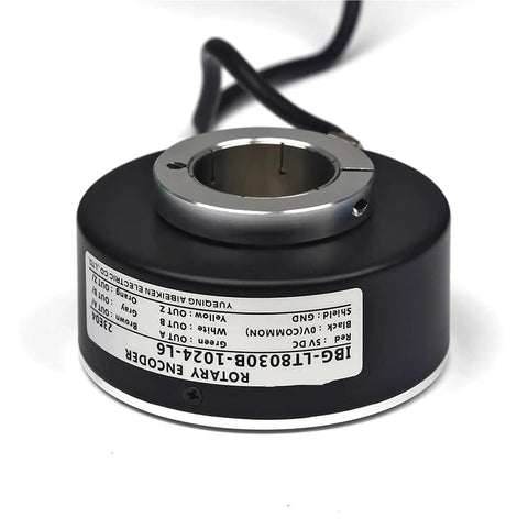 Industrial Rotary Encoder 100mm OD with 30mm to 45mm Through Hole Shaft, Incremental Encoder 100 to 5000 PPR, 5V Drive Output