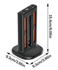 Controller Fast Charging Station With Touch Glow Lights For Nintendo Switch 2 Featuring 9 Color Breathing Modes Instant Status Tracking Quick Plug Play Gaming Rgb Vibe Dock with measurements.