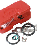 Liquid Fuel Stove Maintenance Kit To Keep Your Camp Stove Running Smooth All Year Round Includes O Rings Safety Pin Jet And Cable Tool Pump Oil Red Fits Whisperlite XGK EX And More red case with components.
