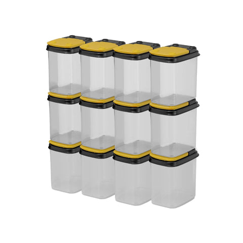 12 Pack Clear Storage Bins With Lids For Workshop Pantry And Garage Bulk Organizer See Through 1 Quart Containers stacked