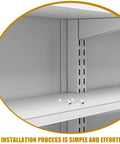 Heavy Duty Metal Safety Latch Pins For Pallet Racks And Shelving Systems on shelf with simple installation text