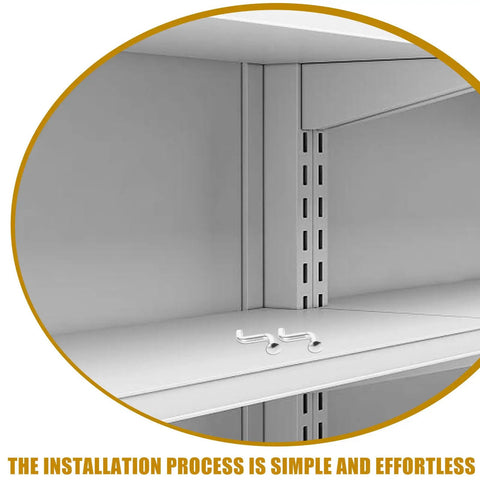 Heavy Duty Metal Pallet Rack Drop Pin Safety Clips for Shelving Systems displayed on metal shelf corner