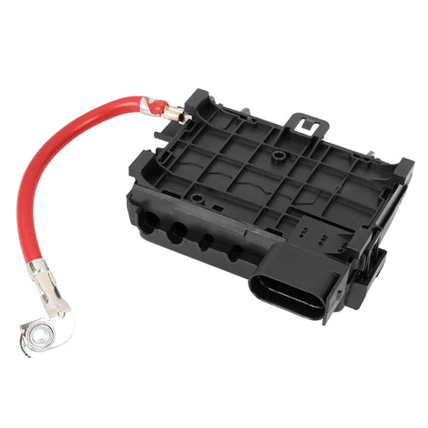 Heavy Duty Fuse Box Battery Terminal Block For Volkswagen Golf Jetta Beetle, black plastic with red wire, engine bay replacement.