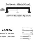 Diagram of 10 Pack Matte Black 5 Inch 128mm Cabinet Handles Zinc Alloy Drawer Pulls showing dimensions and screws.