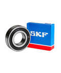 6210-2RS High Precision Ball Bearing 50mm Inner Diameter, 90mm Outer Diameter, with double rubber seals, shown with branded box
