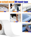 RV Roof Sealant Tape Waterproof 4 Inch By 16.4 Foot Repair Tape Weatherproof UV Resistant Sealing for leaks shown in various uses
