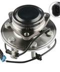 Front Wheel Bearing Hub Assembly With 6 Lugs Fits Chevrolet Avalanche Silverado Suburban 1500 Express 1500 2500 And GMC Sierra 1500 Savana 1500 2500 RWD Low Runout Quiet Operation Easy Install 10 Year Warranty, close-up view with wiring connector