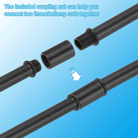 Dope Double End Threaded Lamp Rod Kit 400mm Carbon Steel M10 with coupling nut connecting pipe stems
