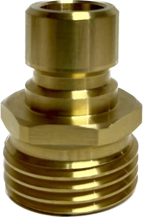 Solid Brass Garden Hose Quick Connector Made In The USA Heavy Duty Quick Connect Fitting For Five Eighths Inch And Three Quarter Inch Hoses