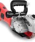 Electric Wall Groove Cutter Chaser 110V Masonry Saw with 4800W power, red body, five-piece blades, and easy handle.