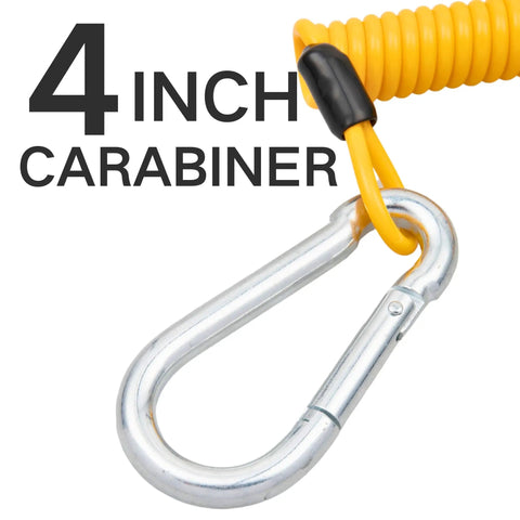 Breakaway Trailer Cable 6Ft Heavy Duty Stainless Steel Spring Towing Coiled Wire Replacement Emergency Breakaway Switch Lanyard For RVs And Campers Trailer Brake Safety Cord with 4 inch carabiner