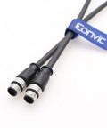 Industrial M12 A-Coded 8 Pin Male To Male Connector Extension Cable for sensors and robotics gear with blue label