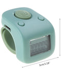 Slick Smooth Game Changer Digital Finger Counter For Rosary Prayer Beads Or Gym Reps With Six Channel Memory Backup And Quick Chargeable Silicone Wrist Strap in mint green color, compact size, designed for easy finger tracking.