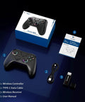 Aurora II 2.4G Wireless Bluetooth Controller with USB cable, receiver, manual, and box for PC Android Switch iOS Steam Deck