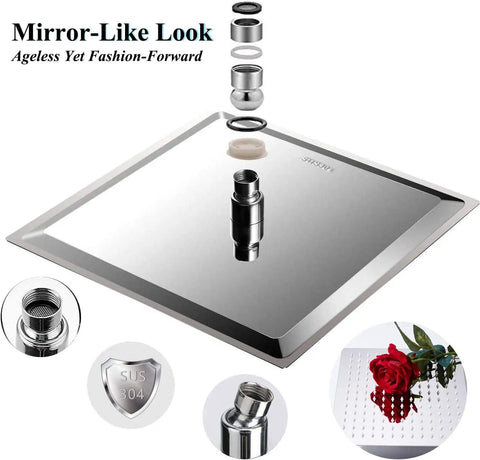 8 Inch High Pressure Rainfall Shower Head Set With Stainless Steel Finish Three Spray Settings Handheld On Off Shower