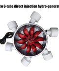 3000W Water Turbine Generator For Micro Hydroelectric Power, top view showing red turbine blades and 6-tube system