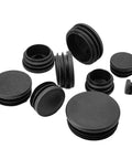 Round Plastic Leveling Feet Black End Plugs Set for Furniture and Equipment Heavy Duty Adjustable Height 10mm to 140mm 50 Pieces