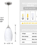 3 Pack Indoor Mini Hanging Kitchen Island Pendant Lights With 4.75 Inch Frosted Glass Shade In Brushed Nickel Finish details