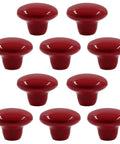 Upgrade Your Home With Fresh Red Ceramic Cabinet Knobs One Point Five Inches Wide Sleek And Slick For Modern Kitchen Drawers Featuring Top Notch Porcelain Build And Easy Mounting Kit For Zero Hassle Assembly, Set of ten red ceramic drawer pulls.