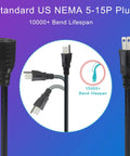 3 Way Power Splitter Extension Cord With Y Style 3 Outlets 1 Foot SVT 18 AWG 10 Amp 1250 Watt NEMA 5 15P To 3 NEMA 5 15R Outlets