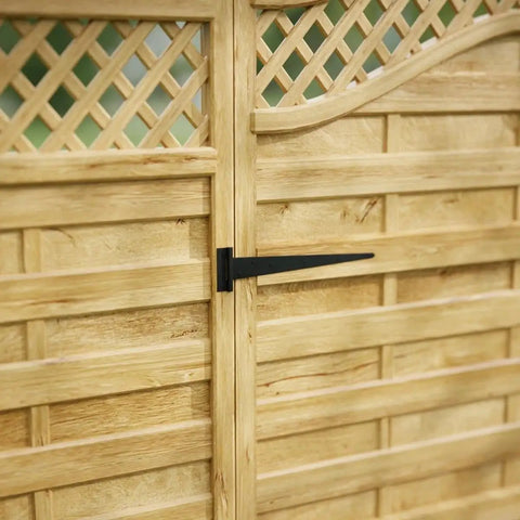 Badass Black T Strap Hinges Heavy Duty Iron For Barn Doors Fence Gates Beefy 25 1/4 Inch Long on wooden gate panel.