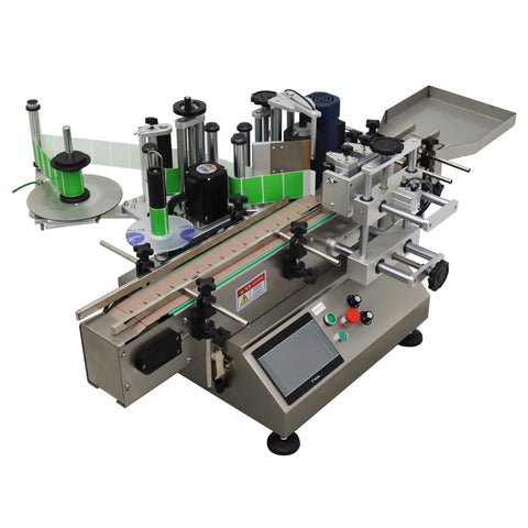 Automatic Round Bottle Labeling Machine With Conveyor Applicator And Receiving Tray 110V, detailed view of setup and controls.