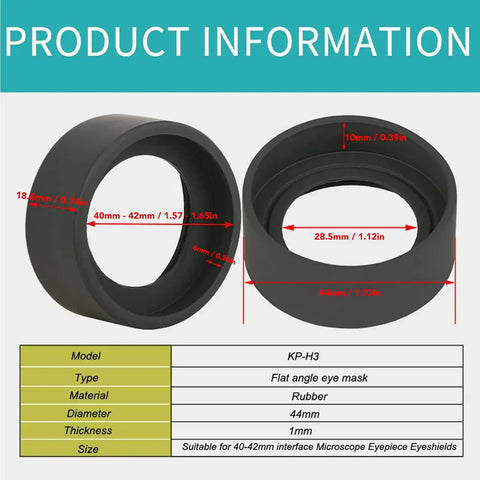 Two Piece Eyepiece Eyeshields Kit For Microscope Rubber Eye Cups Replacement 44mm Diameter Flat Angle Eyepiece Guards For 40 To 42mm Interface Stereo Microscope Accessory, black rubber, 44mm
