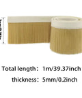 Heavy Duty Pro Grade Nylon Dust Shoe Brush Kit for CNC Routers with 70mm height and 1m length, beige color