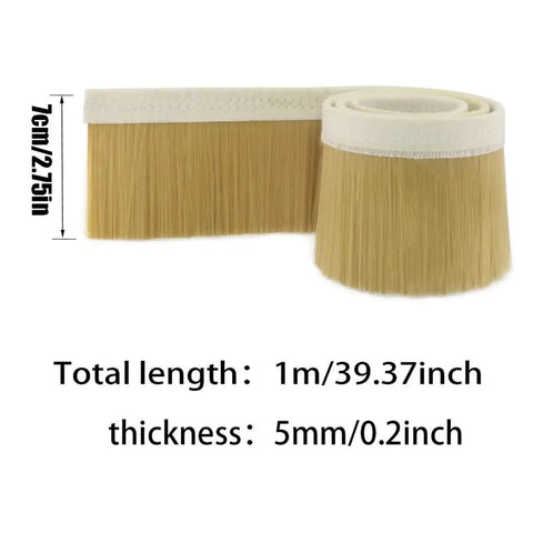 Heavy Duty Pro Grade Nylon Dust Shoe Brush Kit for CNC Routers with 70mm height and 1m length, beige color