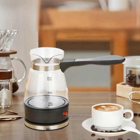Electric Turkish Coffee Pot With Detachable Handle Clear Glass Teapot And Kettle For Office Home Or On The Go RV Restaurant Use 110V