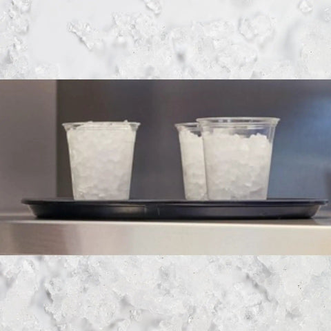 Countertop Nugget Ice Maker With Dispenser Churning Out Chewable Flake Ice On The Fly With Up To Three Hundred Fifty Pounds Daily Production Featuring Hassle Free Cleaning Panels For Your Bar Or Kitchen, showing cups filled with chewable ice.