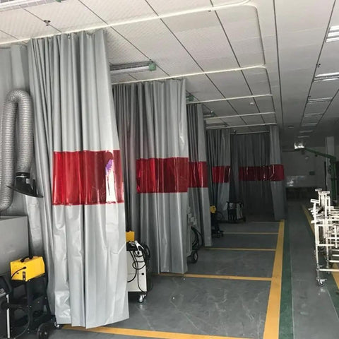 Heavy Duty Silicone Coated Welding Curtain With Clear Viewing Window And Flame Retardant Heat Shield Up To One Thousand F For Pro Welders Made Tough As Nails With Zero Fiberglass Mess In Clean Gray Six By Eight Feet Coverage