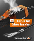 Refrigerant Leak Detector For HVAC With Halogen Ionization Sensor, Detects R134a CFCs HCFCs HFCs, Fast Response And High Sensitivity, 3 Sensitivity Levels, Built In Fan For Negative Pressure, Pro Grade Orange with built-in fan