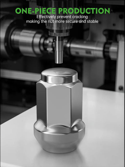 M12x1.5 Chrome Lug Nut Set 20Pcs Closed End, Three Quarter Inch Hex, 60 Degree Cone Seat, 1.38 Inch Length on production machine