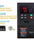 380V VFD Variable Frequency Drive Inverter For 1.5KW 2.2KW 3KW 4KW 5.5KW Motors 220V Three Phase Motor Speed Controller With Adjustable 0 To 400Hz Output Frequency Industrial Grade Inverter Converter front view
