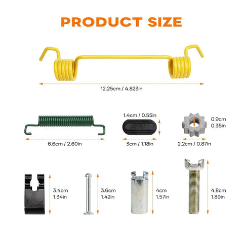 Premium Rear Parking Brake Hardware Kit For Ford F150 F250 F350 And Ram Trucks To Fix Your Brakes Smoothly Without Any Hassle Or Woes. rear brake springs and pins set with size measurements