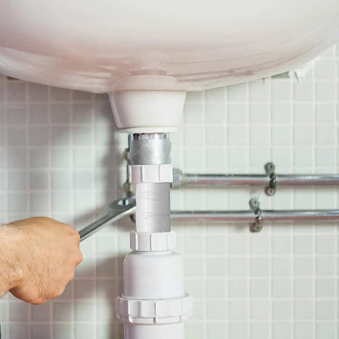 Silicone Rubber Sealing Tape 5cm By 1m Waterproof For Plumbing And Water Pipe Leak Repair, installed on pipe under sink.