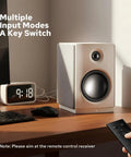 Next Level Desk Speakers With Bluetooth 5.0 And 62W RMS Power, 4 Inch Woofer And 20mm Silk Dome Tweeter On Wooden Desk