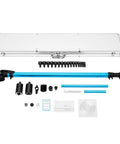 Auto Body Frame Measuring System 2D Precision Tool With Plus Minus 1mm Accuracy For Collision Repair, Aviation Aluminum 3-Scale Kit, Universal Frame Machine Equipment For Wheelbase And Chassis Alignment, Pro Grade Shop Ready. Silver case with blue measuring bar and adapters