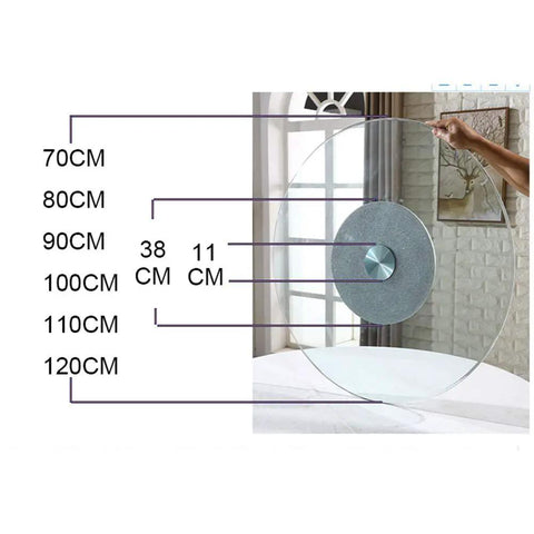 Rotating Glass Turntable For Dining Tables, Pro Grade Go To Spin Tray, Large 70cm To 120cm, 360 Degree Spinning Serving Plate