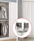 Top Shelf Four Pack Of Closet Rod End Supports And Brackets Secure 1 Half Inch Poles In Sleek Silver mounted in a closet.
