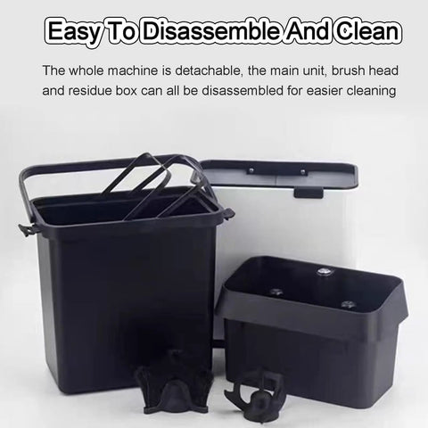 Electric Portafilter Cleaner And Knock Box With Built In Brush For Baristas ease of disassembly, showing detachable parts for cleaning.